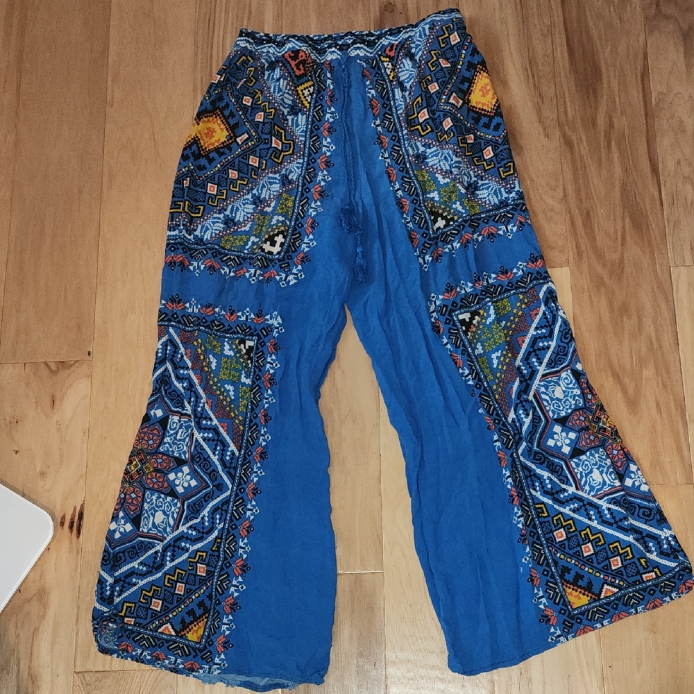 Flying Tomato Blue Patterned Flare Pants Petite